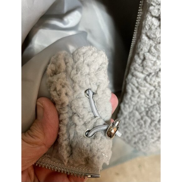 Maurices XL Teddy Bear Jacket Lined Gray Sherpa Zipped Drawstring - Picture 15 of 16
